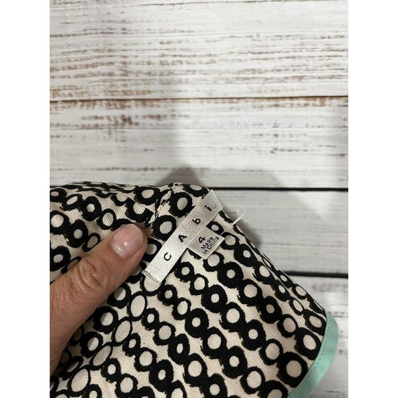 Cabi Blazer Jacket size 4 Black Ivory Circles Stretch Career Casual Collar Boho - Picture 11 of 11